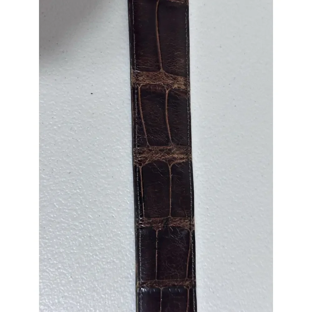 Sherrill Kleinberg Brown American Alligator Women’s Belt SZ 34 No Buckle
